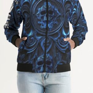 Exclusive ICJUK Gothic Skull Blues Custom made Women’s Bomber Jacket